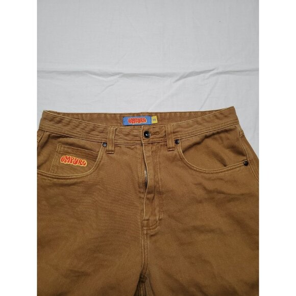 Empyre Relax Baggy Jeans Men’s 32x29 Brown Y2K Skater Pants Embroidered - Picture 5 of 16